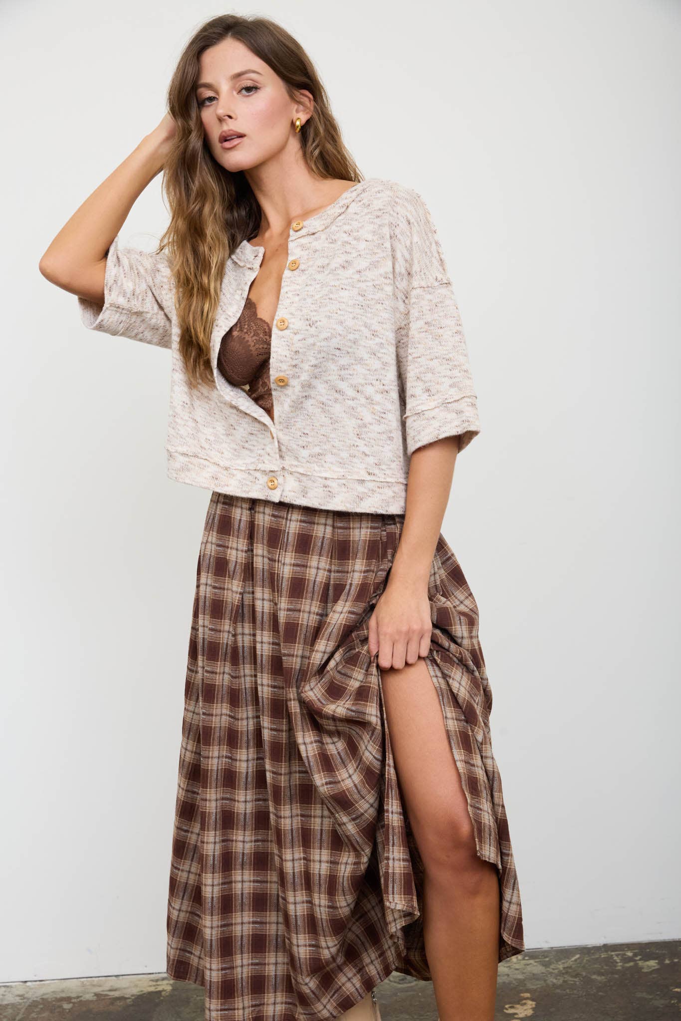 MARLED BUTTON DOWN RAW EDGETOP