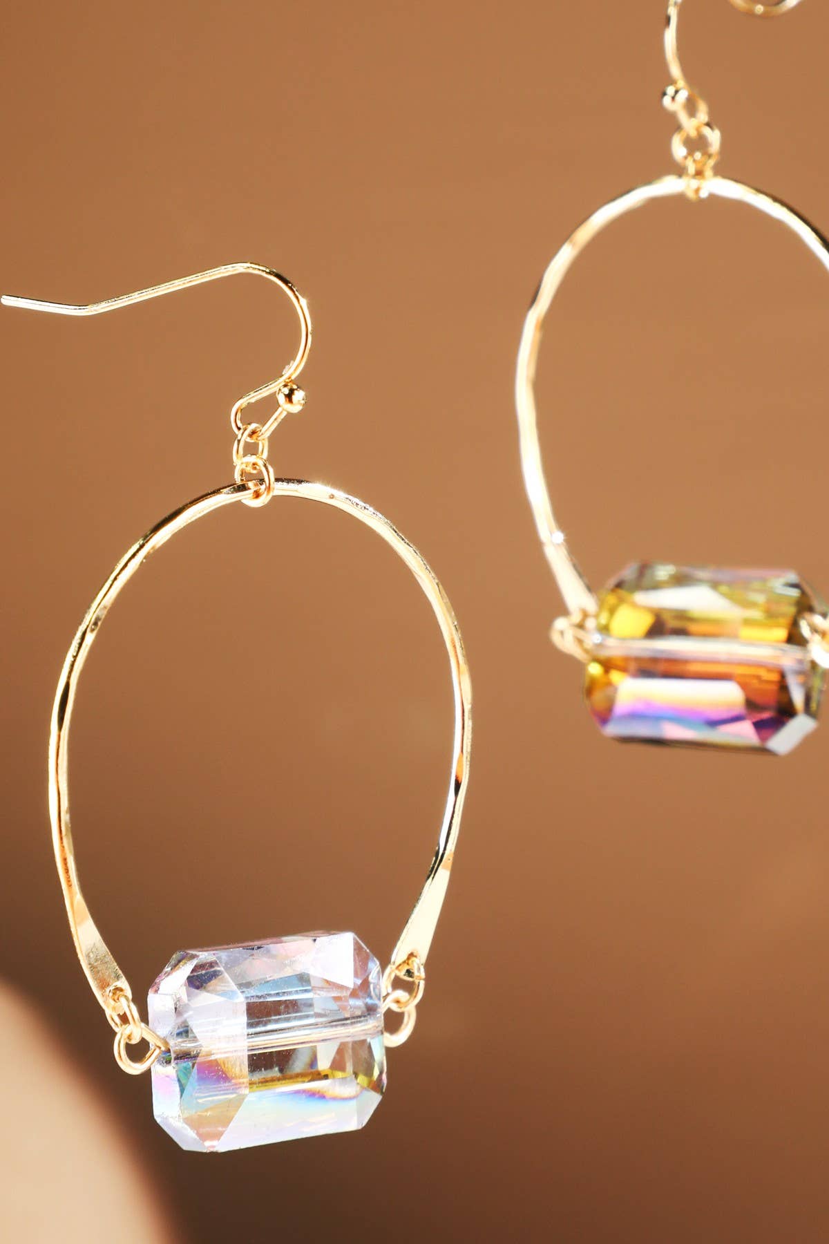 Glass-Glow Bead Hoop Earrings