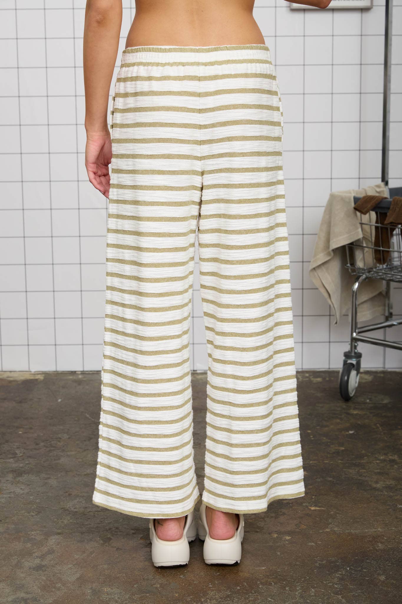 STRIPE DRAWSTRING WIDE LEG KNIT LOUNGE PANTS (PRE-ORDER)