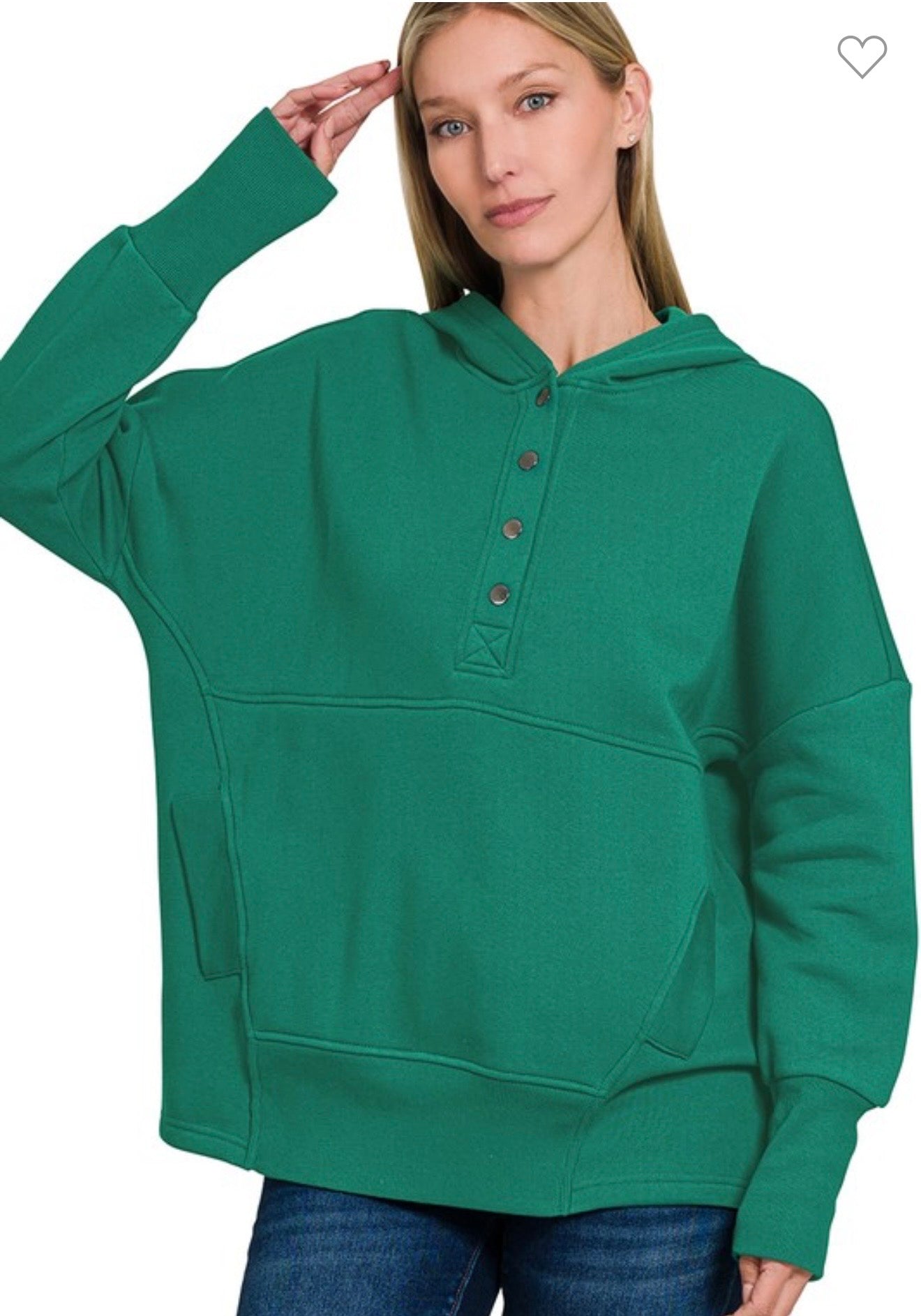 Fleece Half Snap Button Hooded Sweatshirts