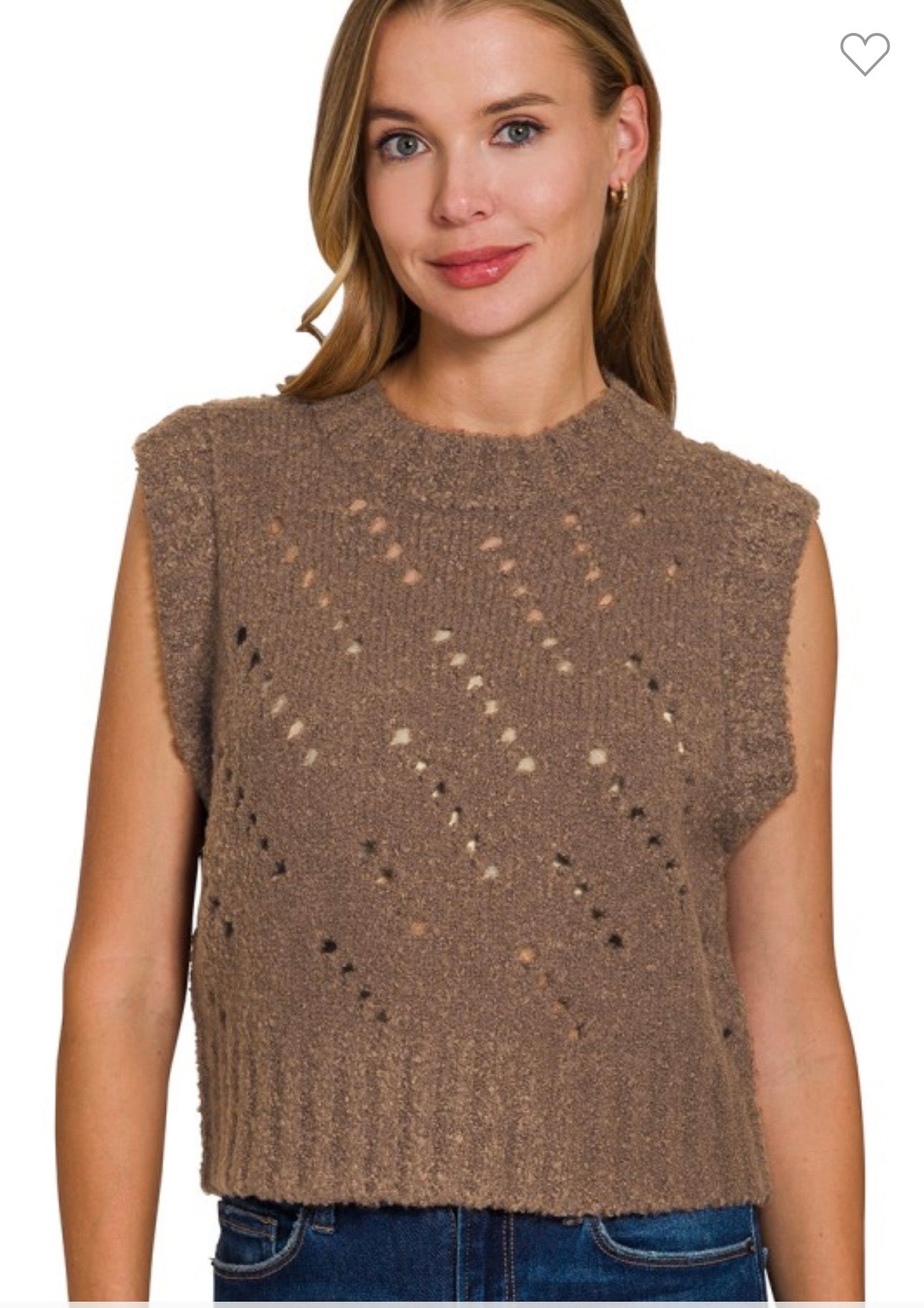 Brown- TEXTURED WOOL SWEATER VEST