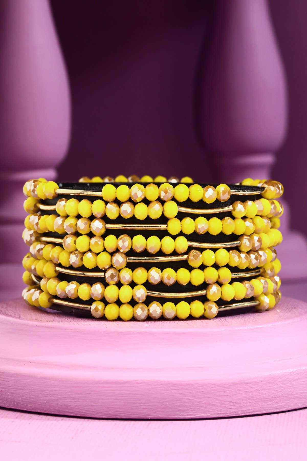 8 Layer Stackable Glass bead & Metal bracelet