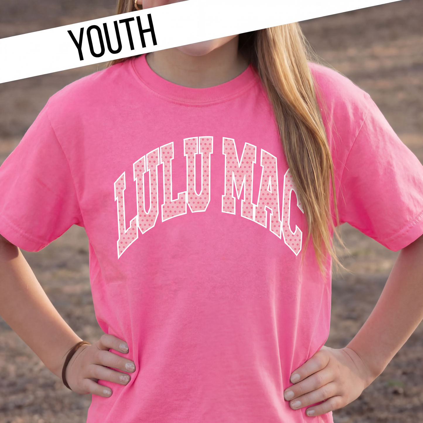 LULU MAC Polka Dot Youth Comfort Colors Tee