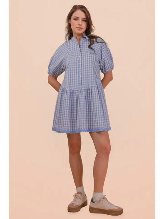 Sky Gingham Dress