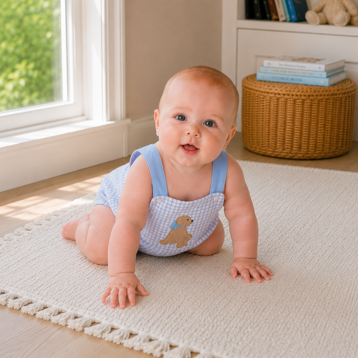 Puppy Playtime Applique Criss-Cross Bubble - Light Blue