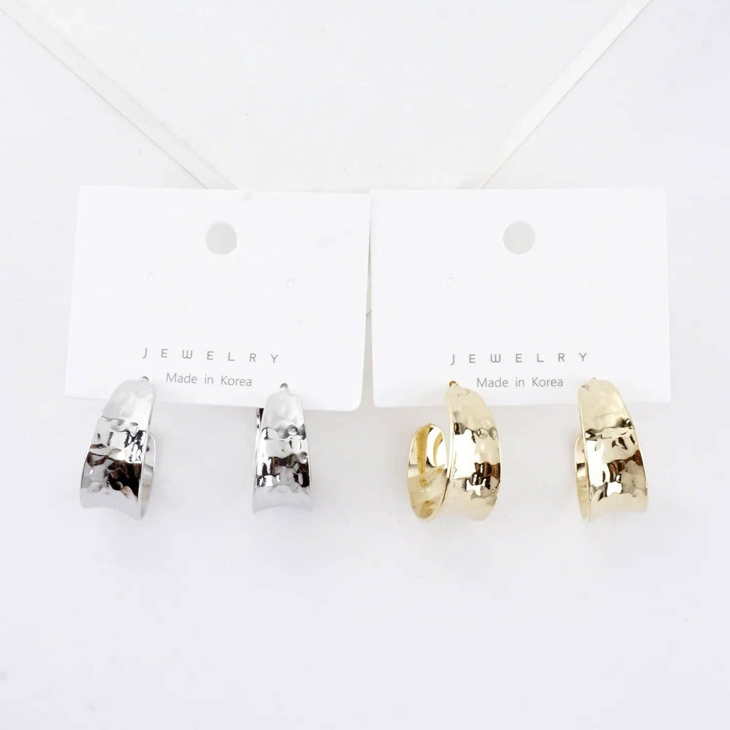 Graduated Hammered Brass Hoop Earrings