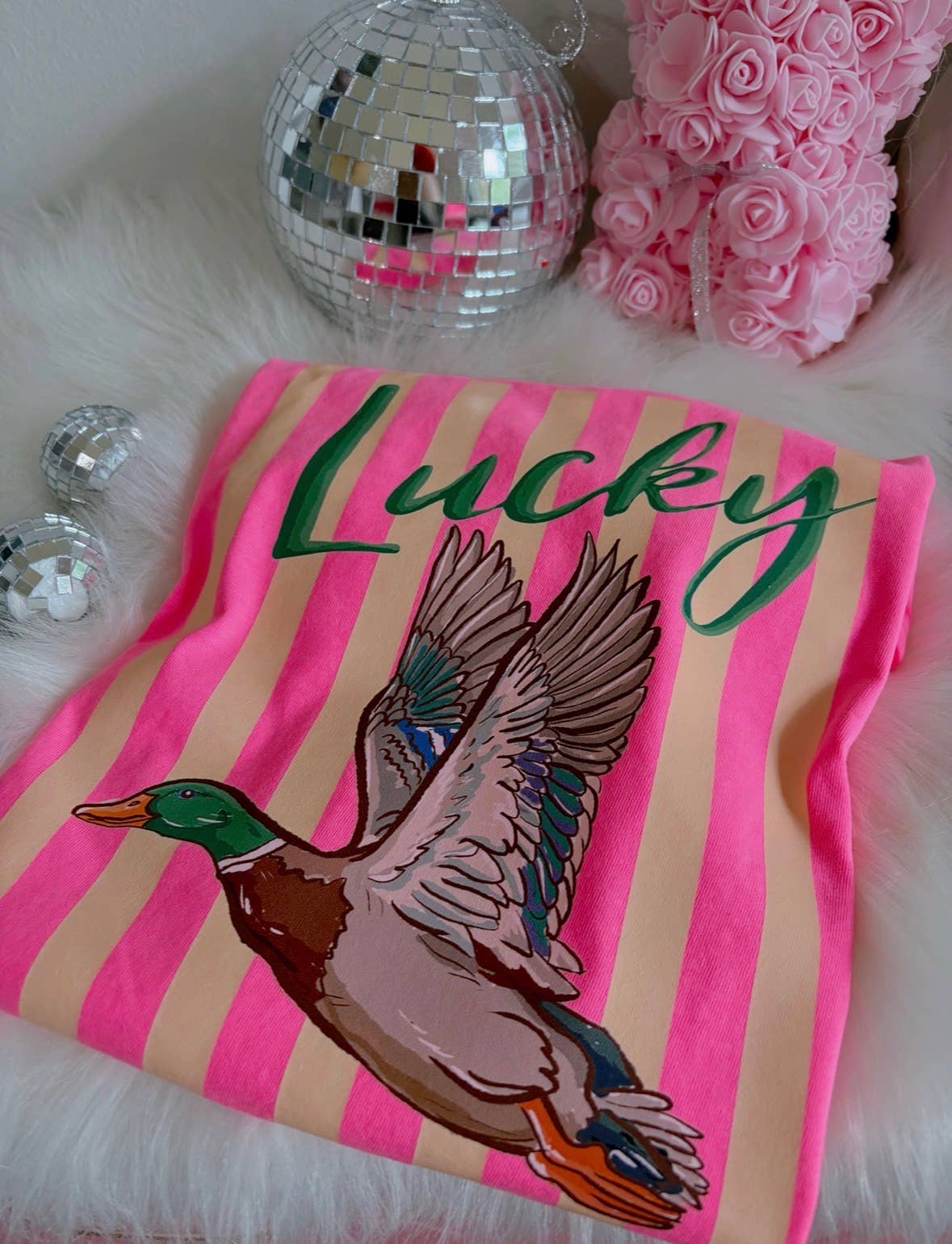 Lucky Duck Tee (Neon Pink)