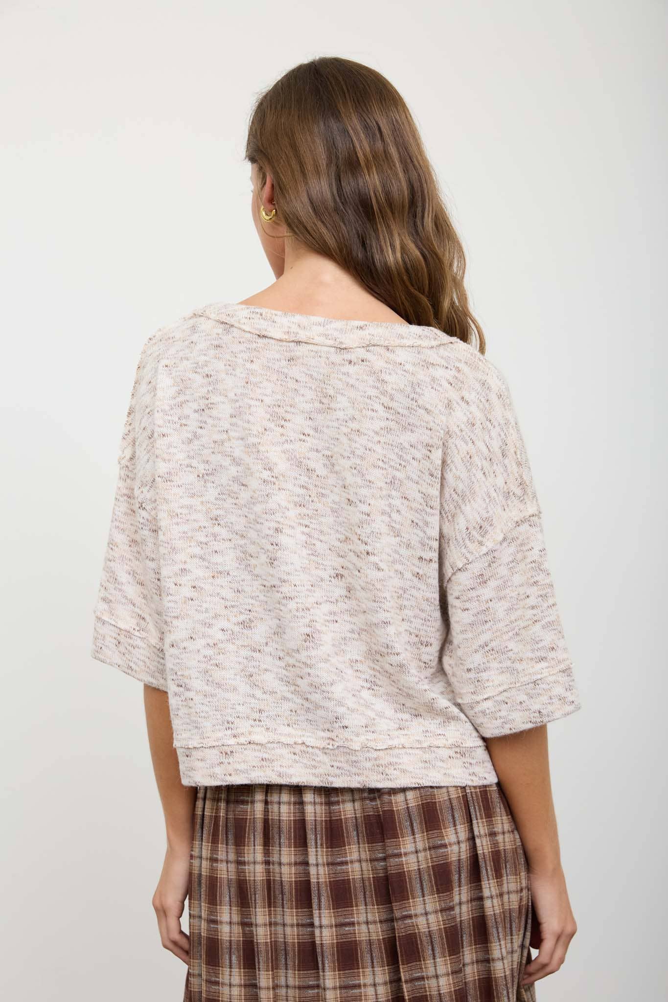 MARLED BUTTON DOWN RAW EDGETOP