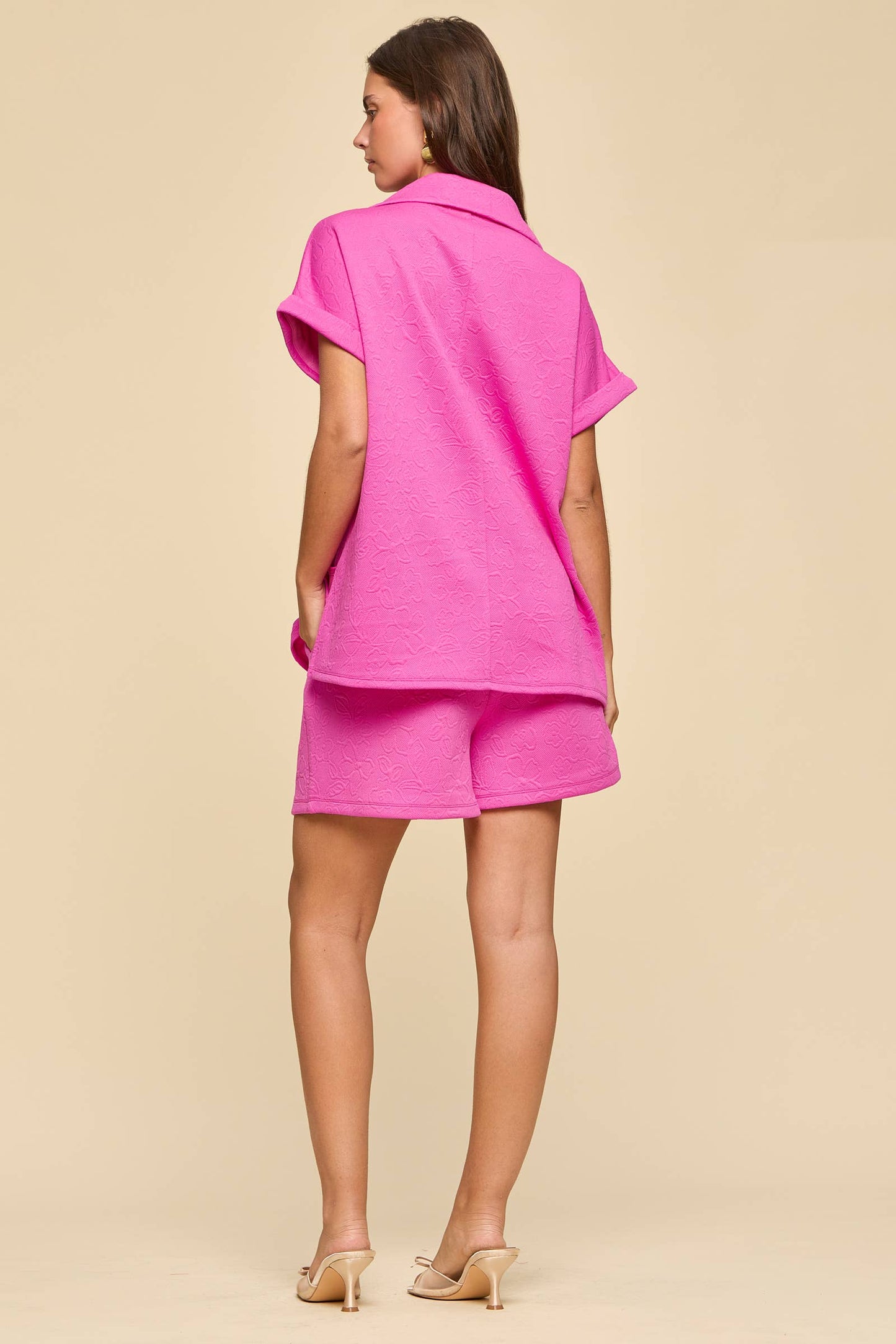 2-Piece Dolman Sleeve Top + Pleated Shorts Set