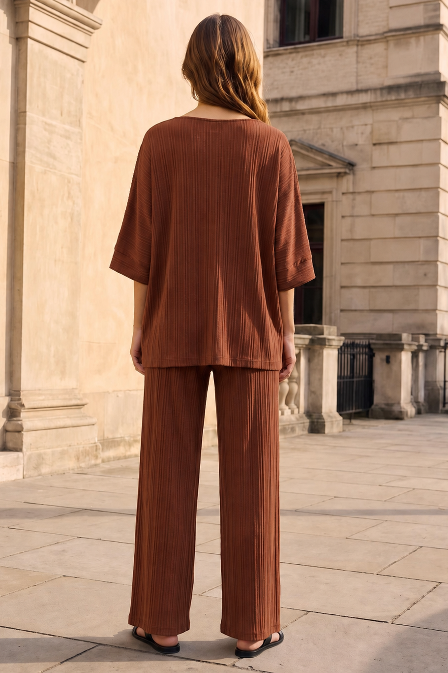 2-Piece Textured Dolman Sleeve + Relaxed Bottoms