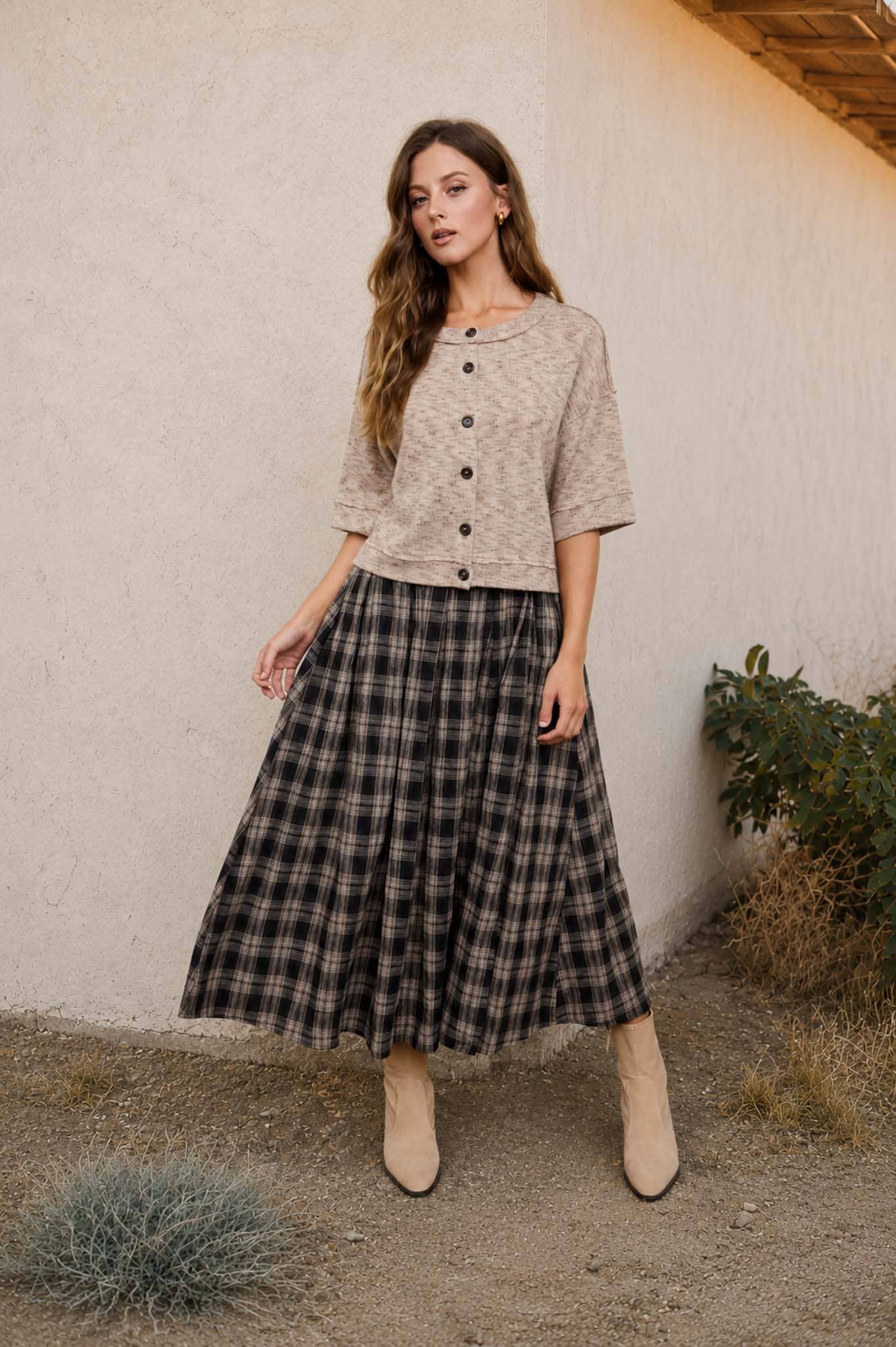 MARLED BUTTON DOWN RAW EDGETOP