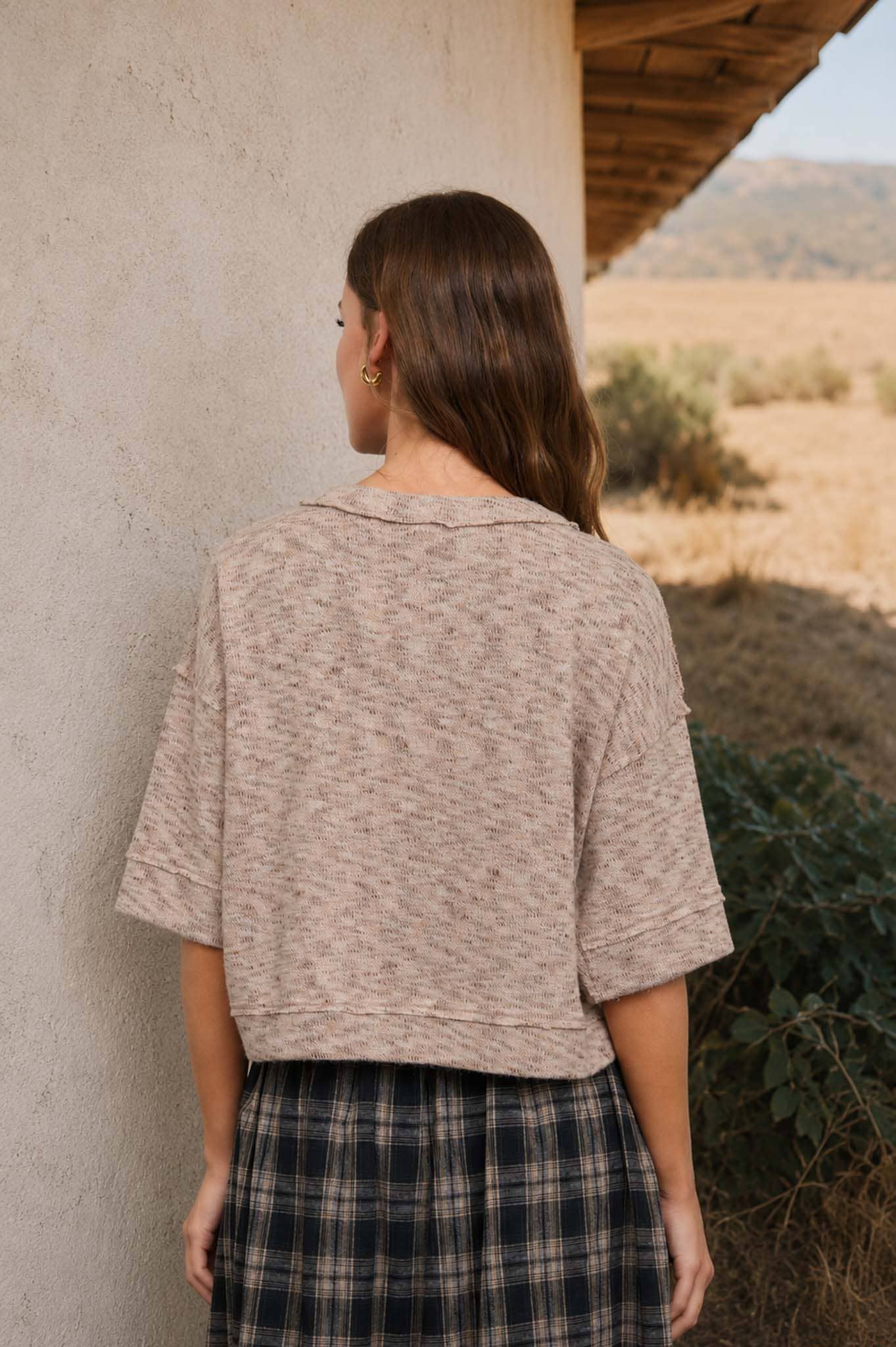 MARLED BUTTON DOWN RAW EDGETOP