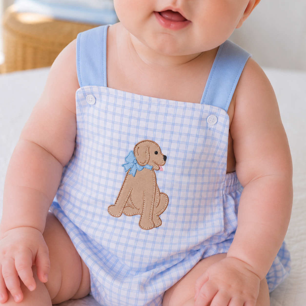 Puppy Playtime Applique Criss-Cross Bubble - Light Blue