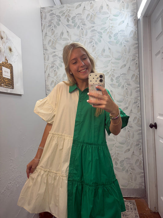 Green combo dress