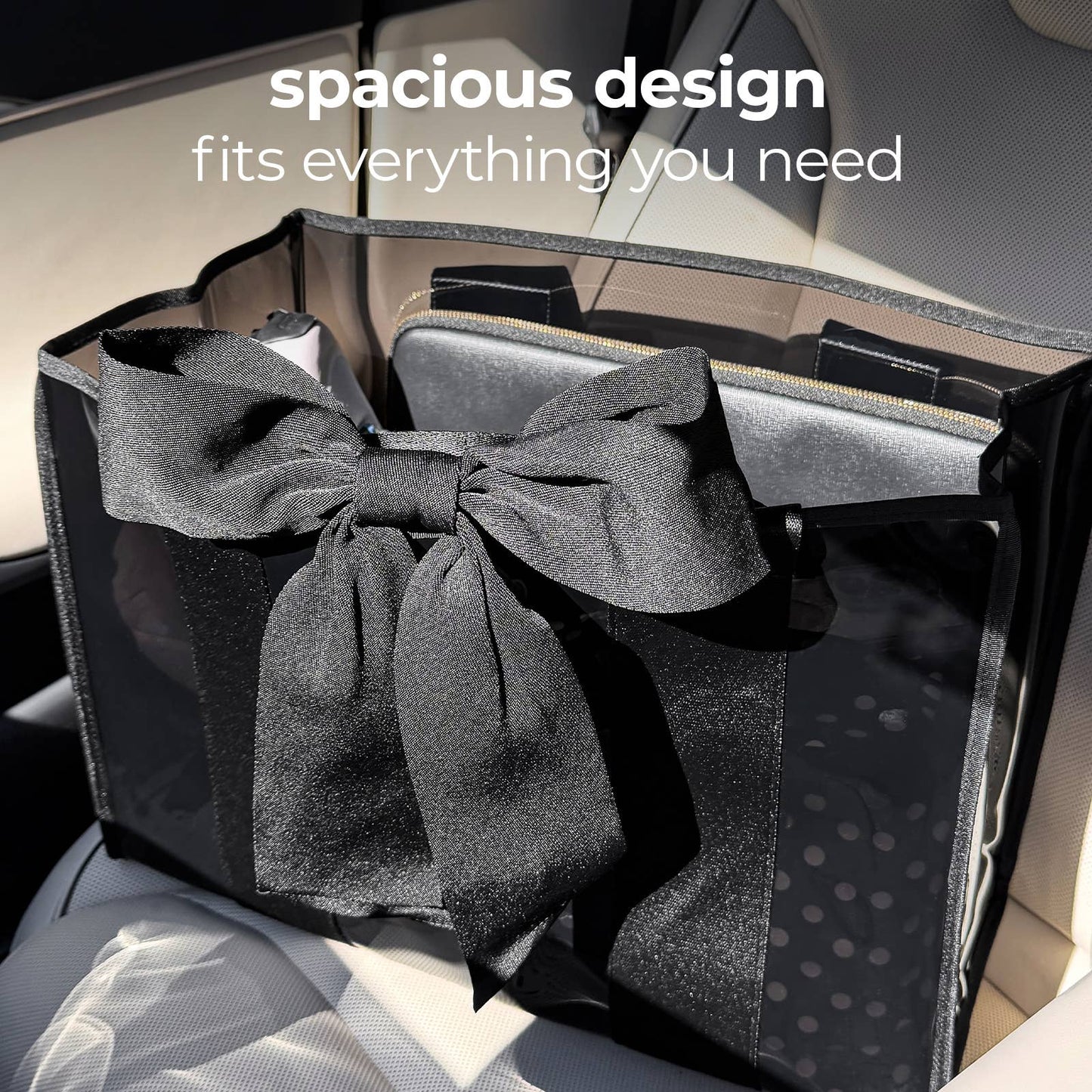 Midnight Black Bow Tote Bag