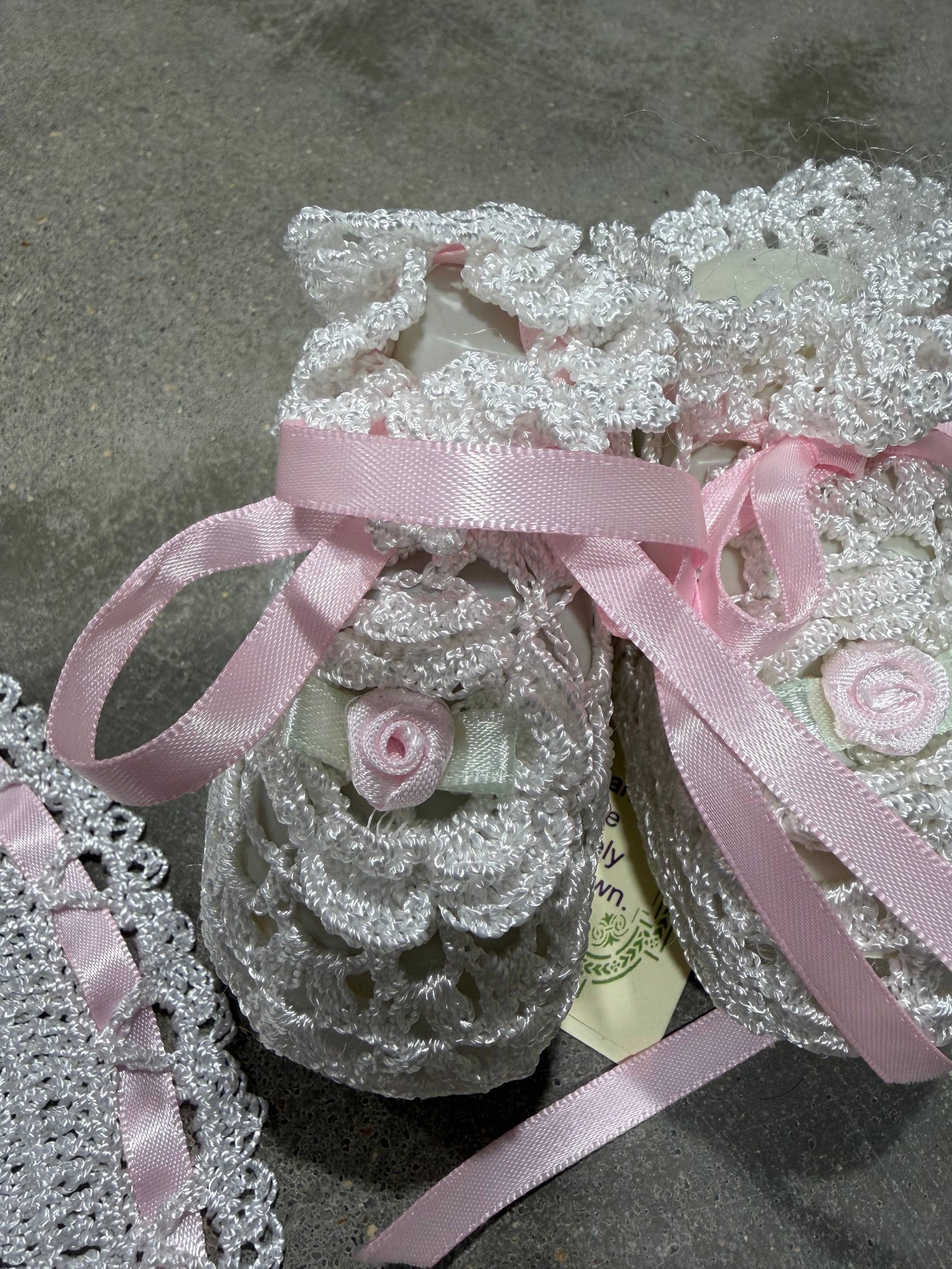 Pretty Pink Poppy Crochet Bib + Booties Set