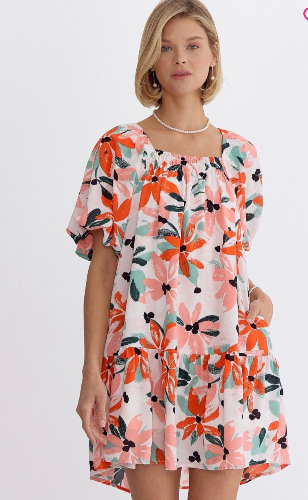 Orange Floral Dress