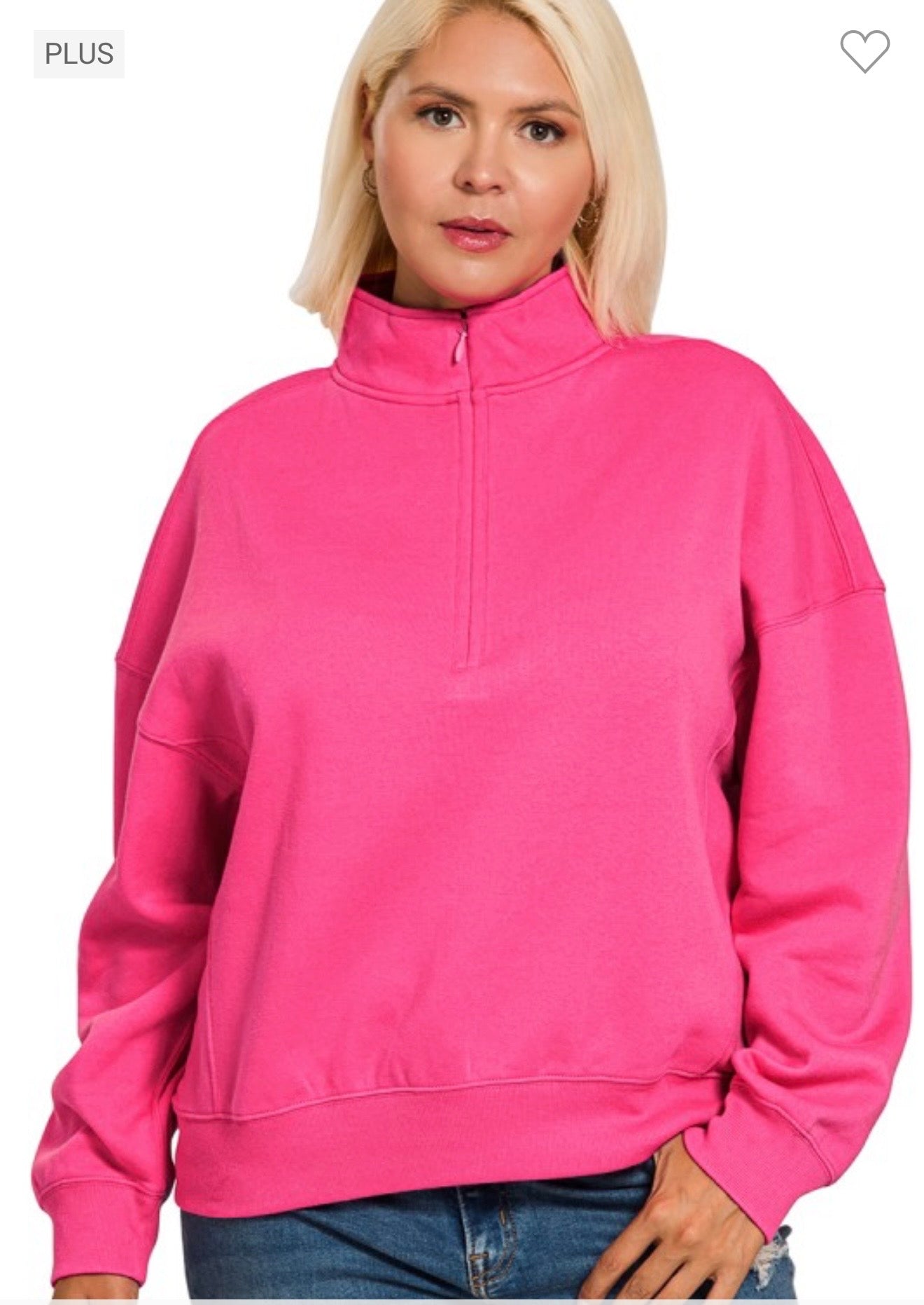 PLUS FLEECE HIGH NECK HALF ZIP SWEATSHIRTS