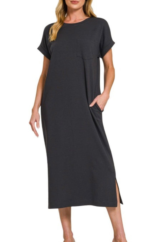 Simple Round Neck Midi Dress