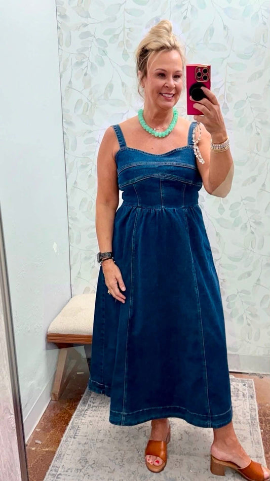 SWEETHEART CORSET DENIM DRESS