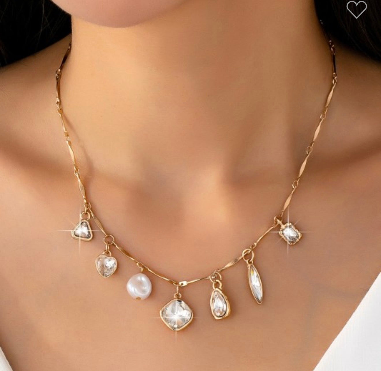 Multi Rhinestone Charm Necklace