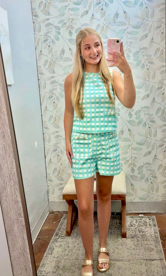 Plaid horsebit Top