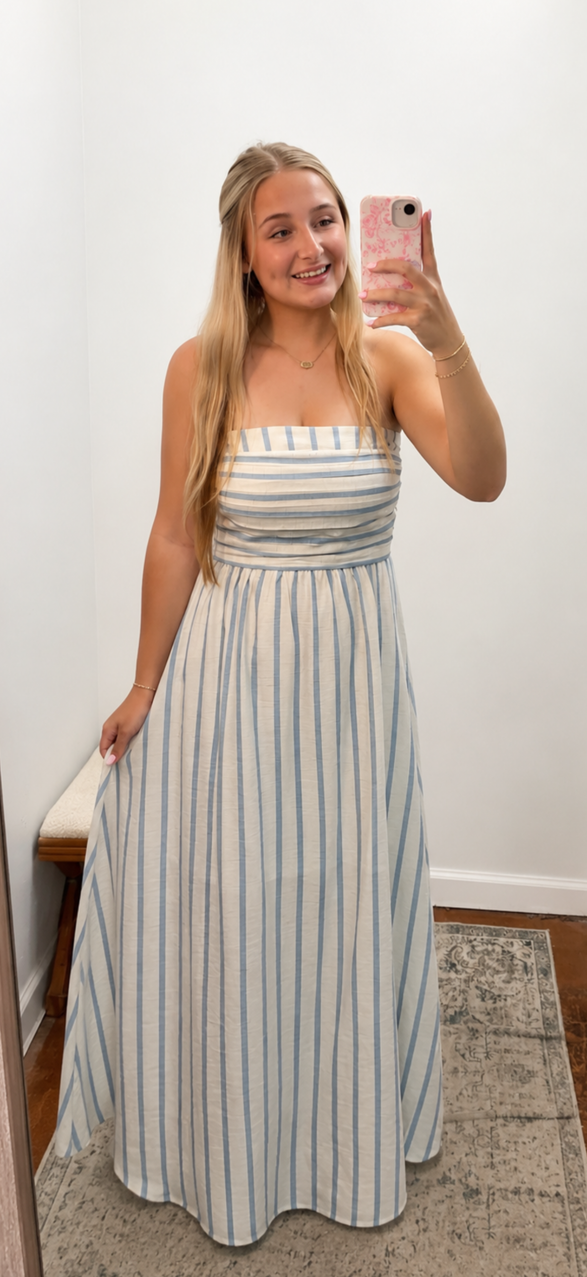 Strapless Linen Midi Dress
