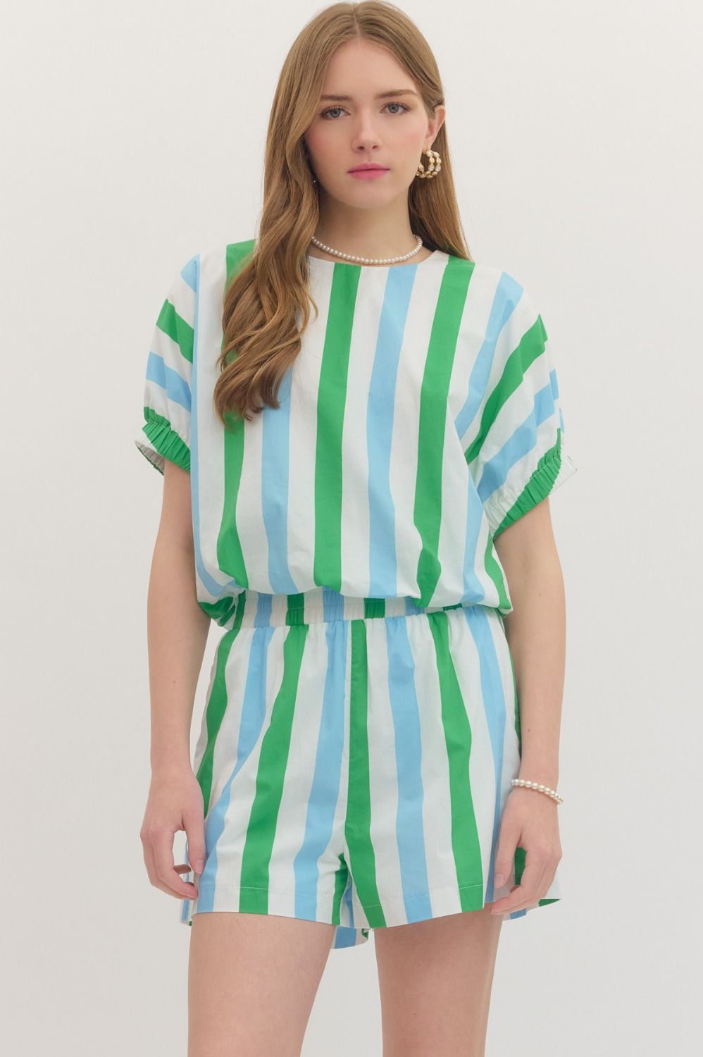 Green/Blue stripe top