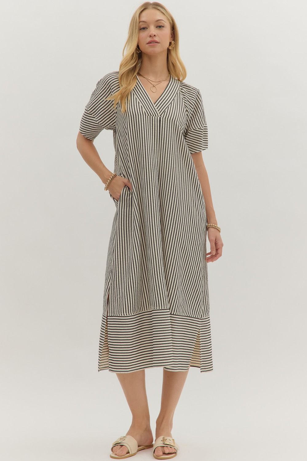 "Olive Stripes" Dress