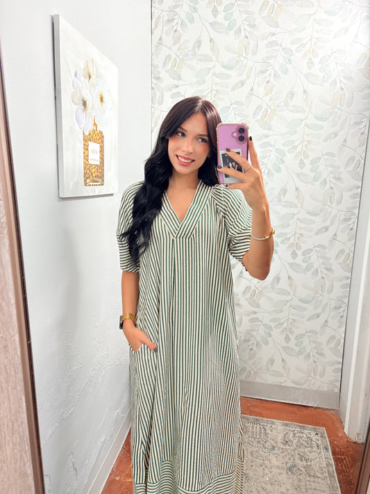 "Olive Stripes" Dress