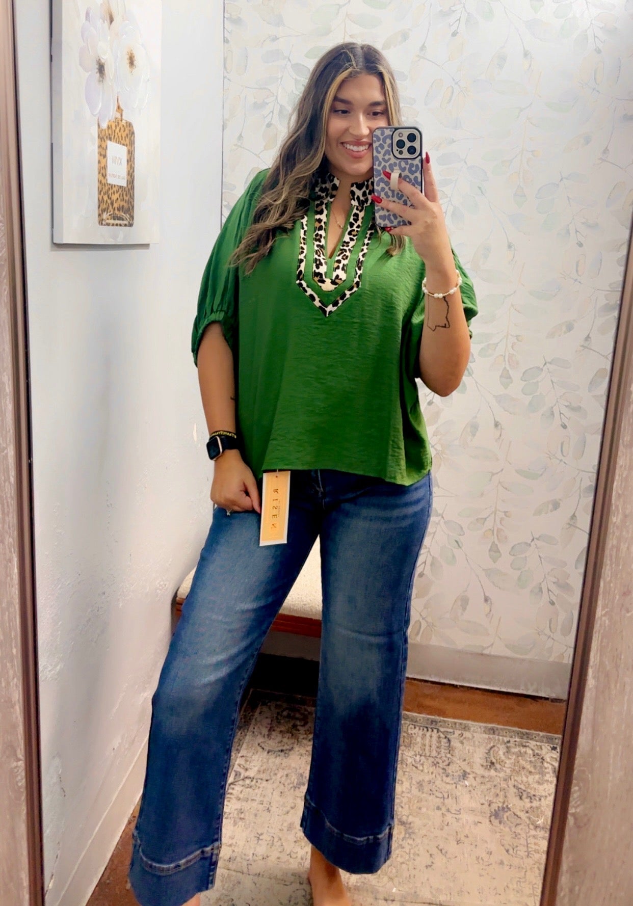 "Fern Green Cheetah" top