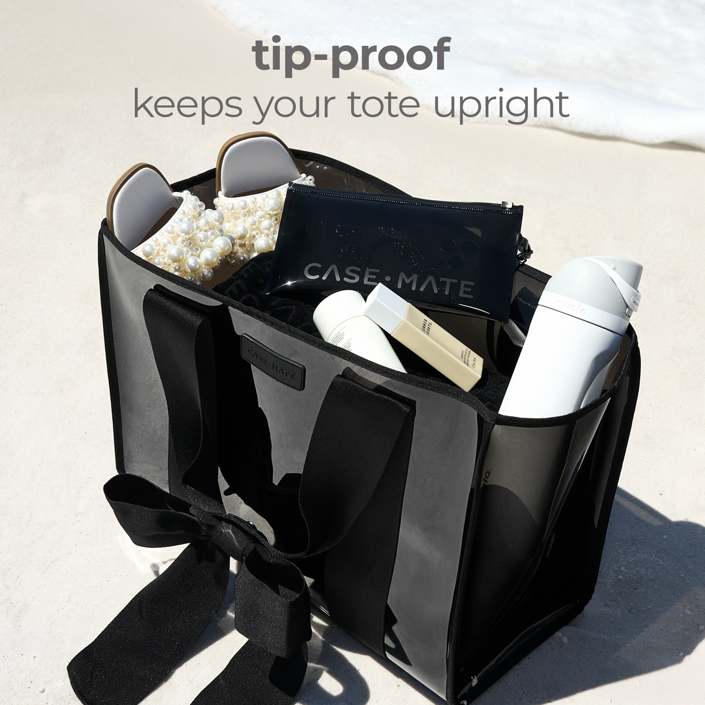 Midnight Black Bow Tote Bag