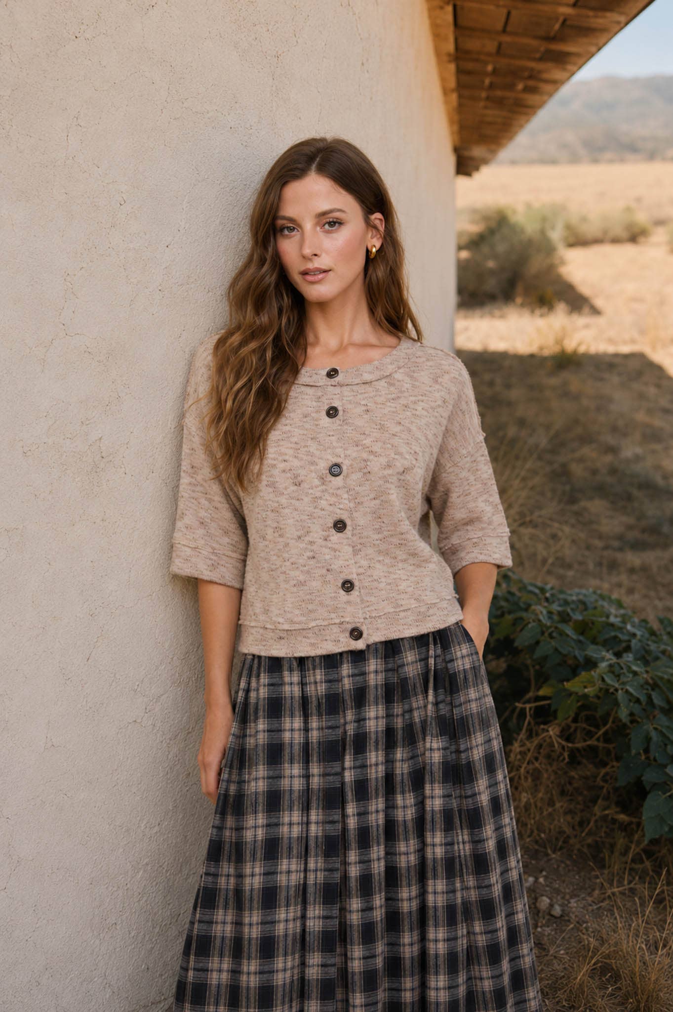 MARLED BUTTON DOWN RAW EDGETOP