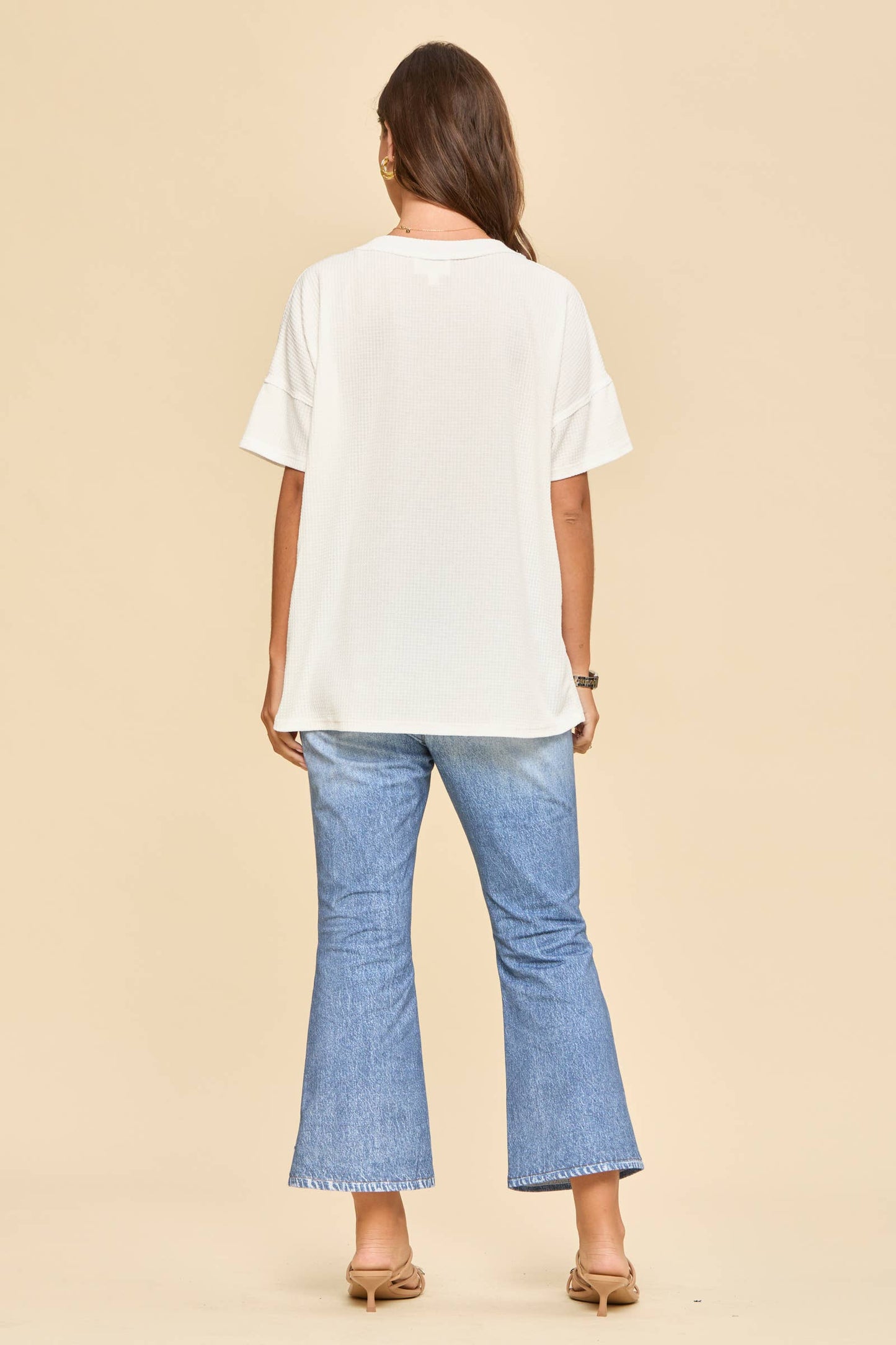 Button Down Waffle Knit Top