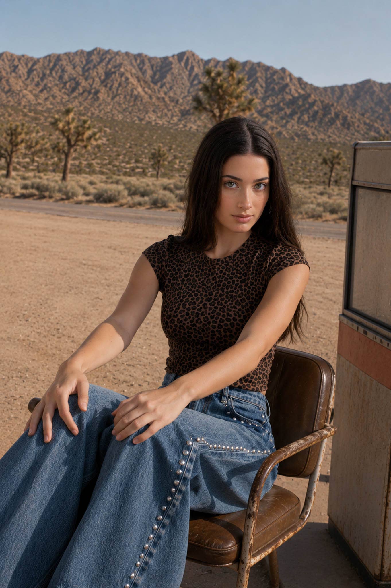 LEOPARD PRINT SHORT SLEEVE CROPPED KNIT TOP