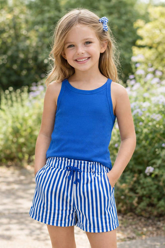 Stripe Short Set w/Scrunchie