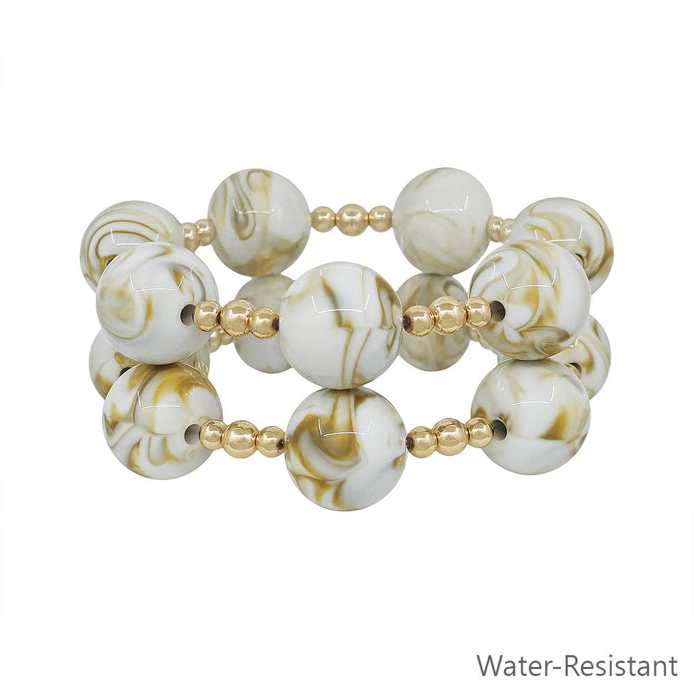 Large Natural Marbled Stretch Bracelets