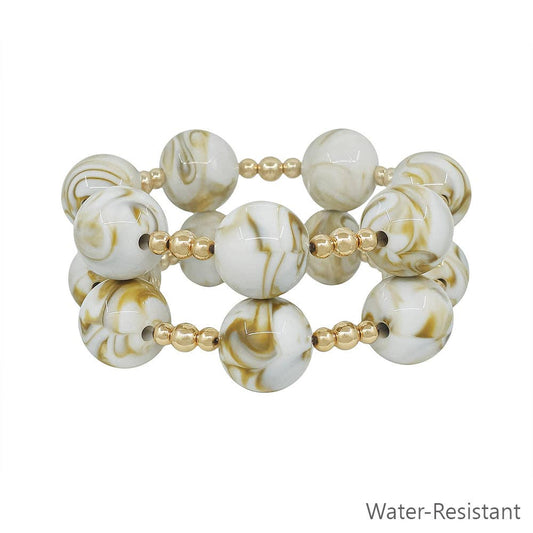 Large Natural Marbled Stretch Bracelets