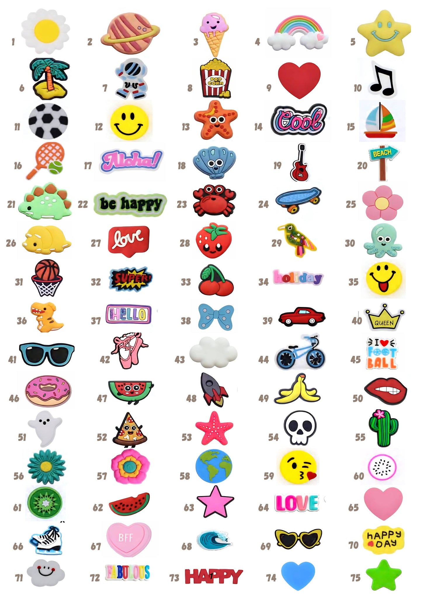 50 Fun & Colorful Charms Refill Pack for Charm Bar