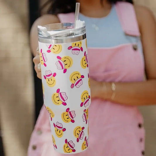 Cowboy Happy Face Western Travel Tumbler