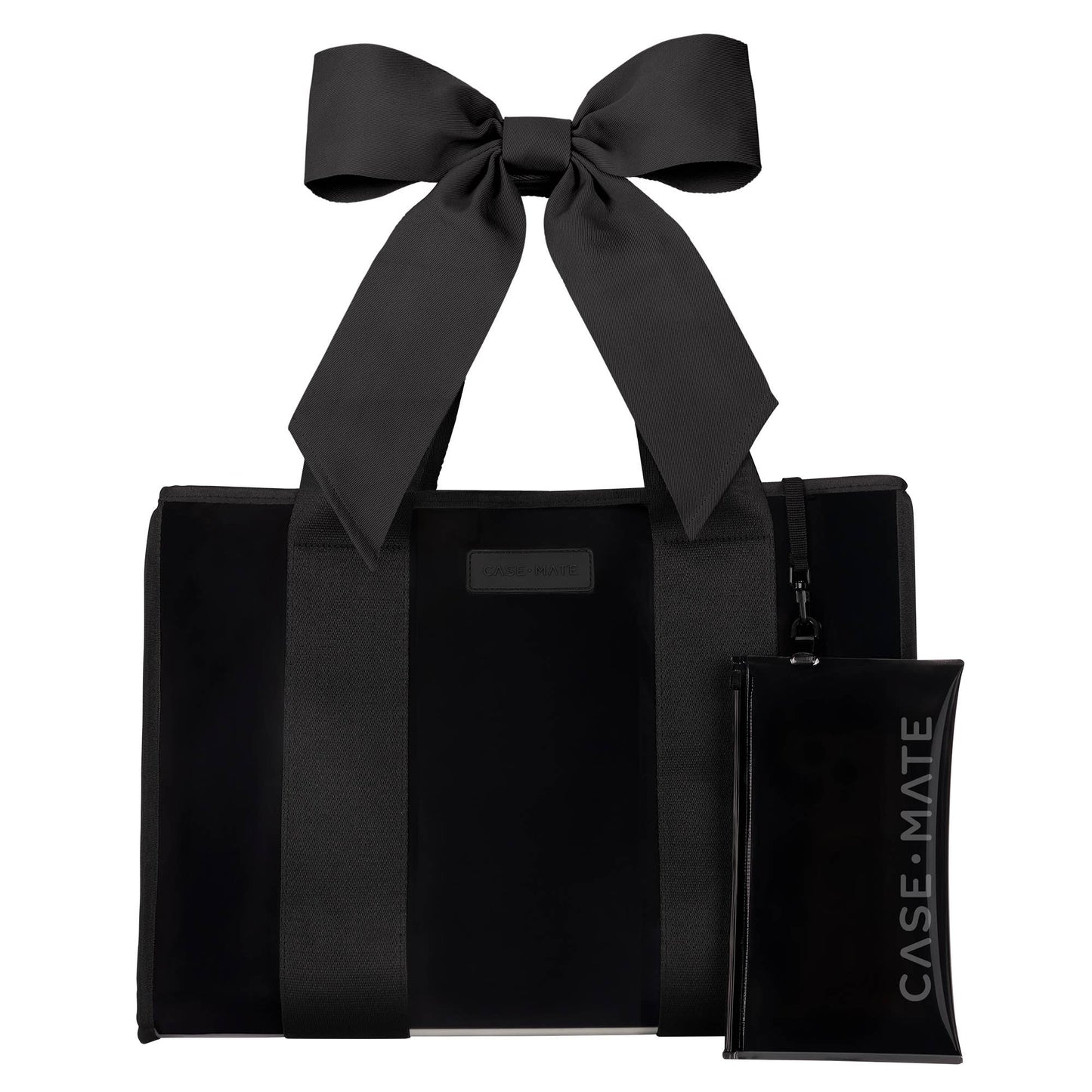 Midnight Black Bow Tote Bag