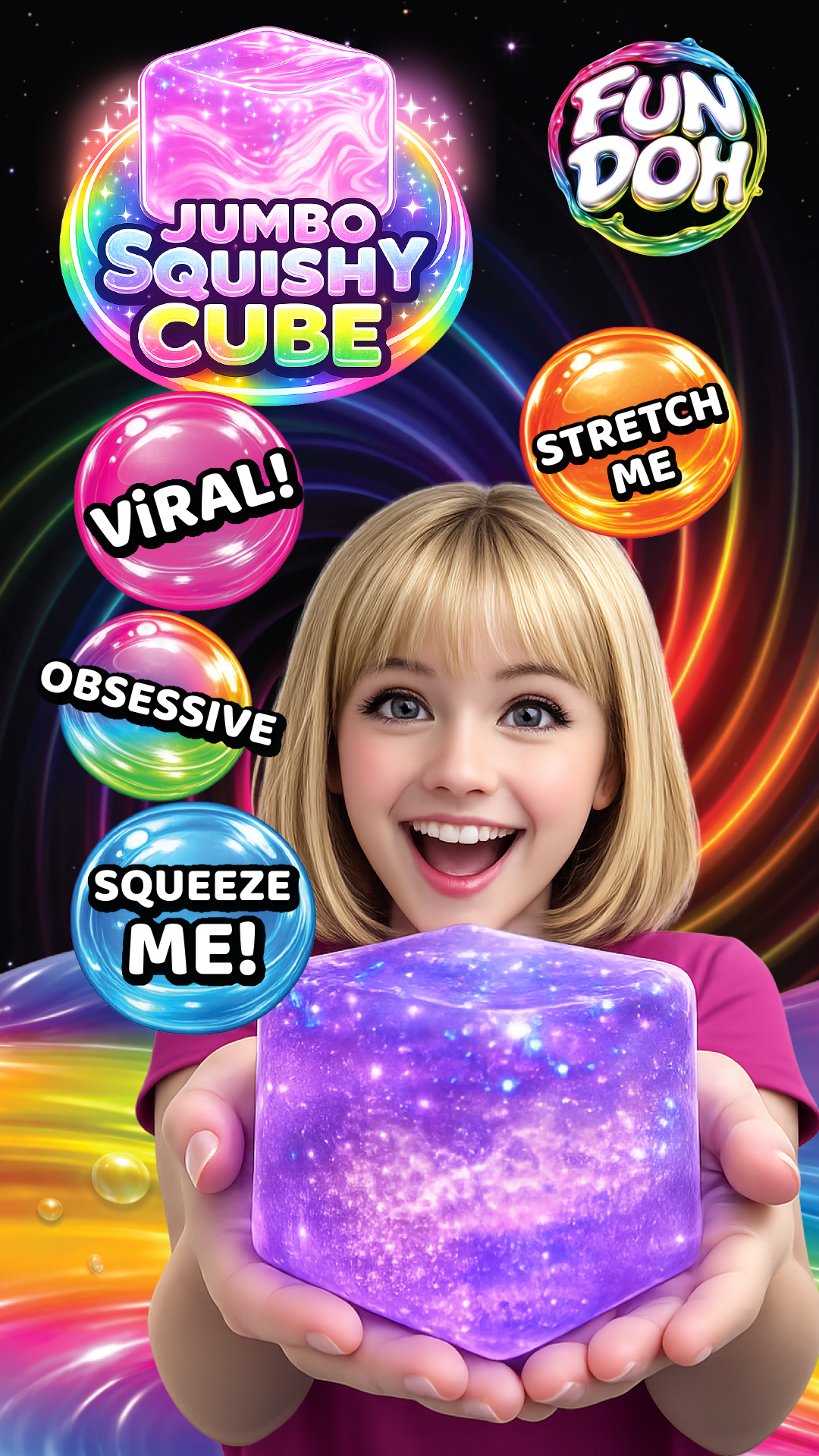 Fun Doh JUMBO Squishy Cube Assortment - 6/Display