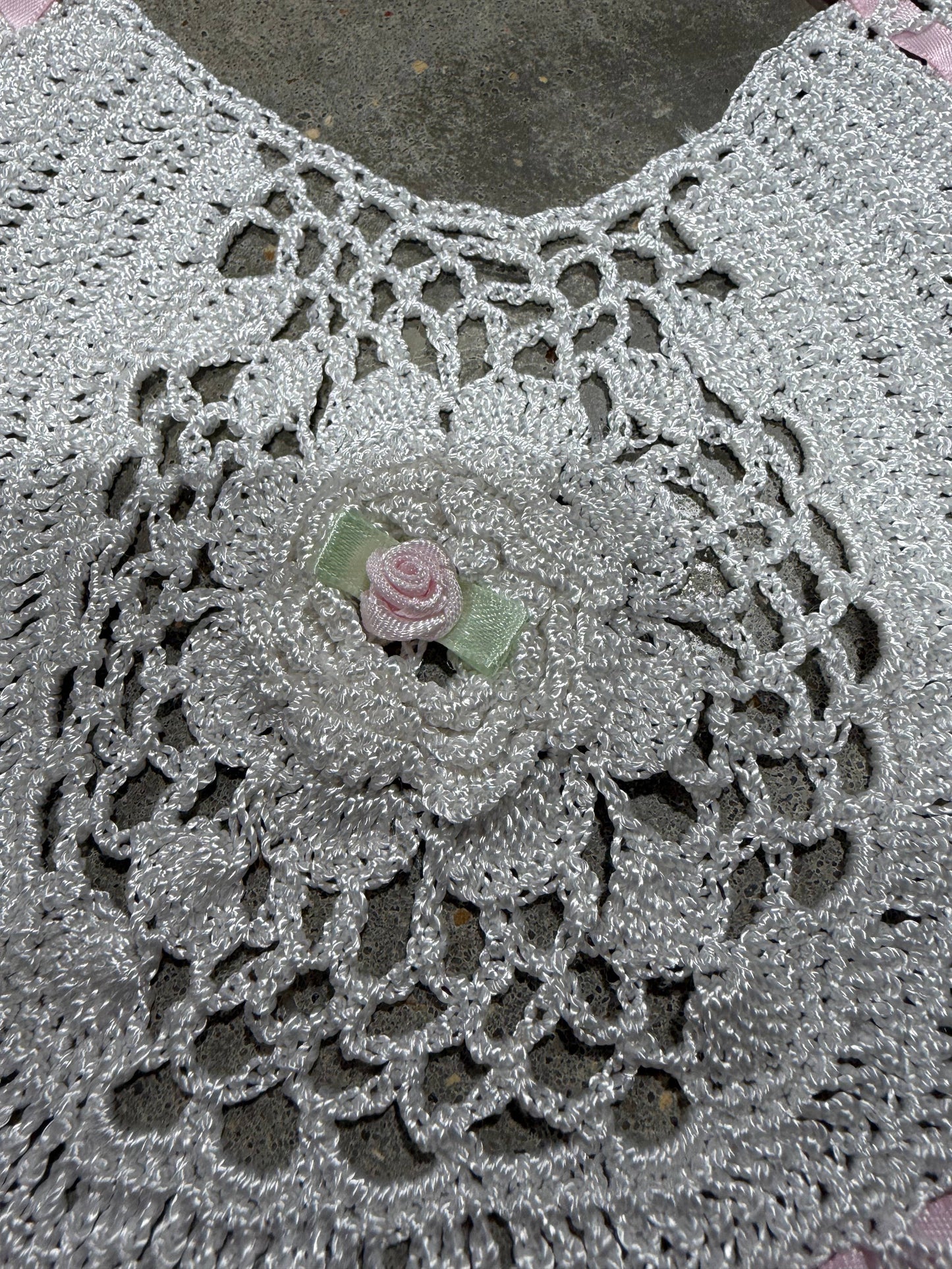 Pretty Pink Poppy Crochet Bib + Booties Set