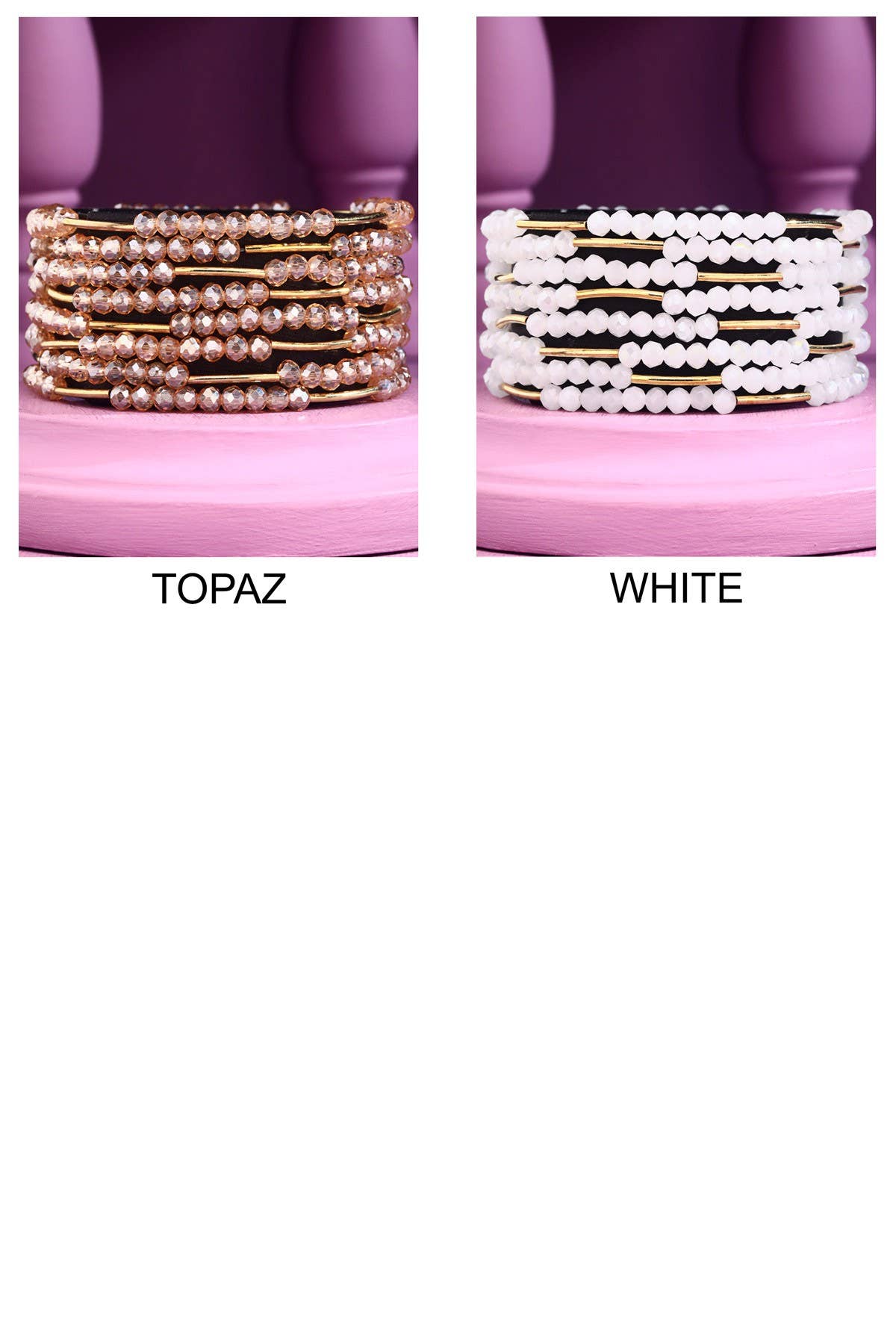 8 Layer Stackable Glass bead & Metal bracelet