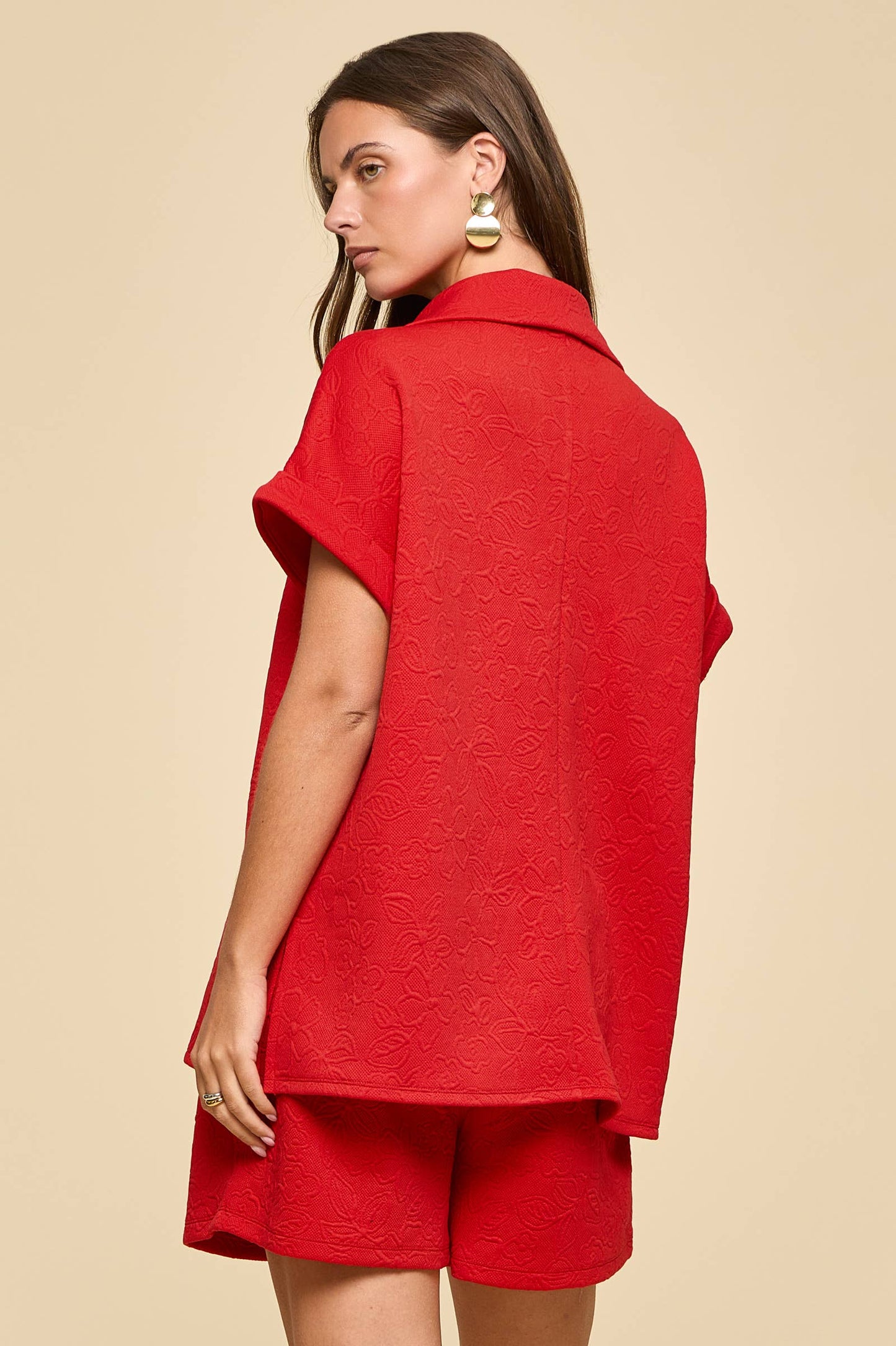 2-Piece Dolman Sleeve Top + Pleated Shorts Set