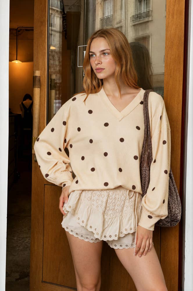 POLKA DOT LONG SLEEVE TOP