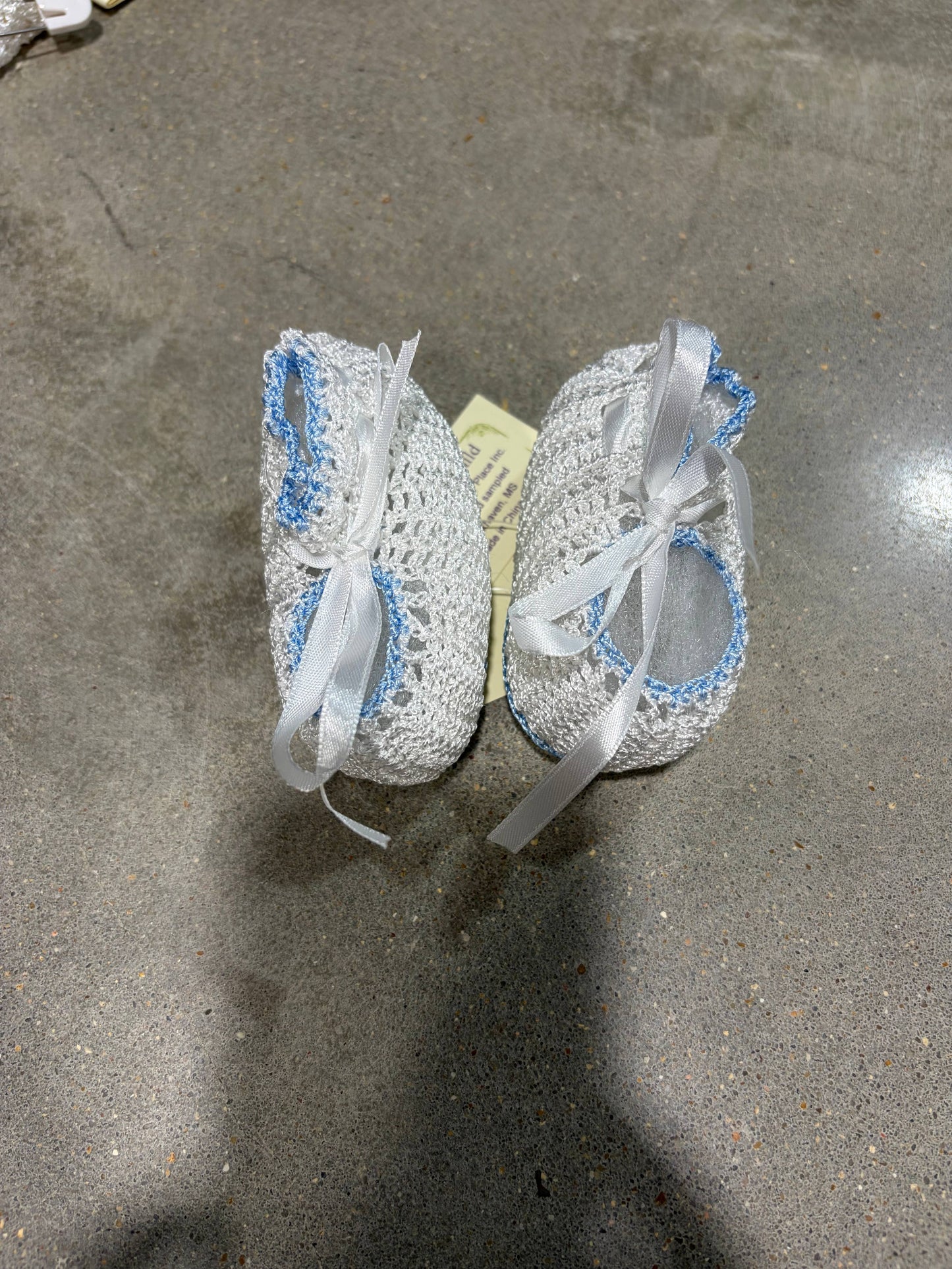 Blue Trim Baby Booties