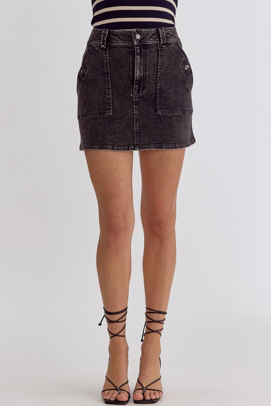 Denim high waist mini skirt