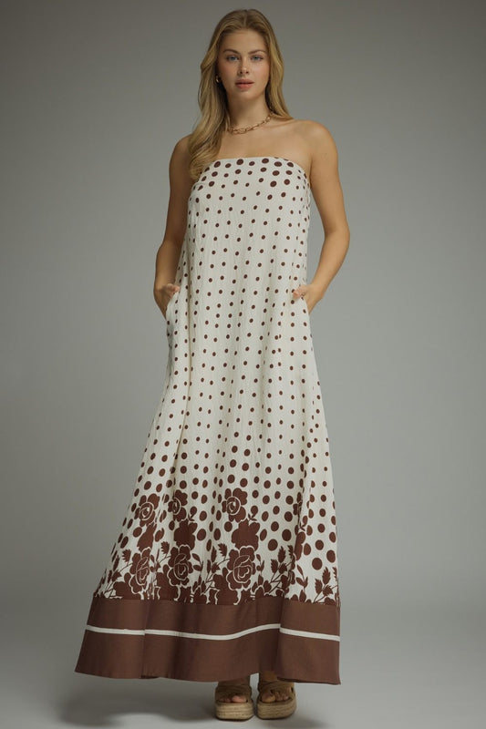 Polka Dot Strapless Dress
