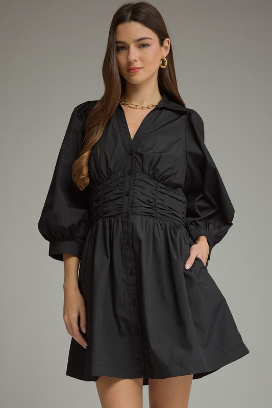 Black Puff Sleeve Mini